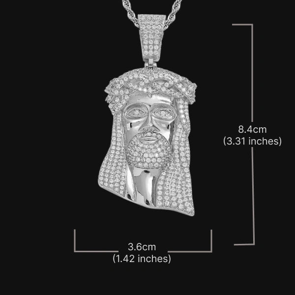 Braided Jesus Pendant – White Gold Plated