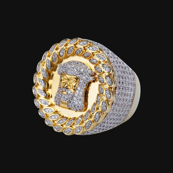 Iced Out Jesus Face Ring – Weißgold plattiert