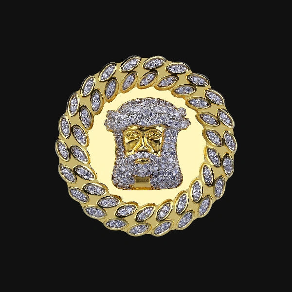 Iced Out Jesus Face Ring – Weißgold plattiert