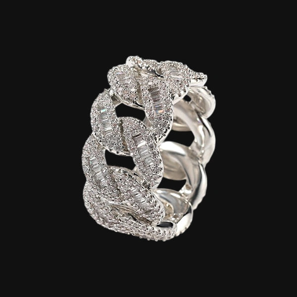 Cuban Flow Ring – Weißgold plattiert