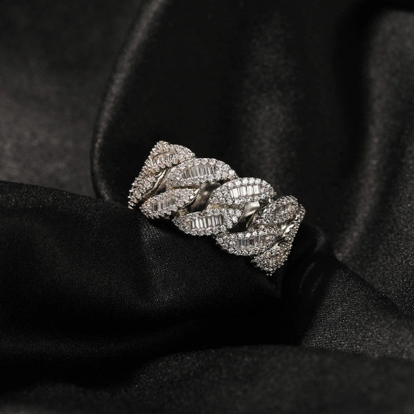 Cuban Flow Ring – Weißgold plattiert