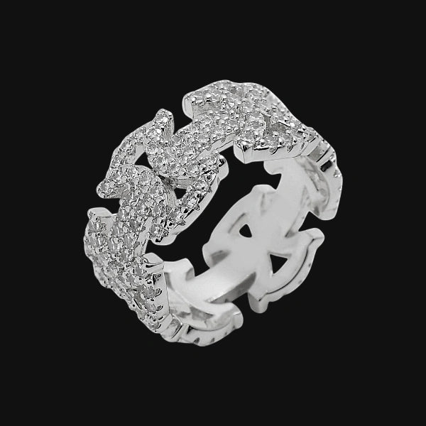 Cuban Link Drip Ring – White Gold Plated