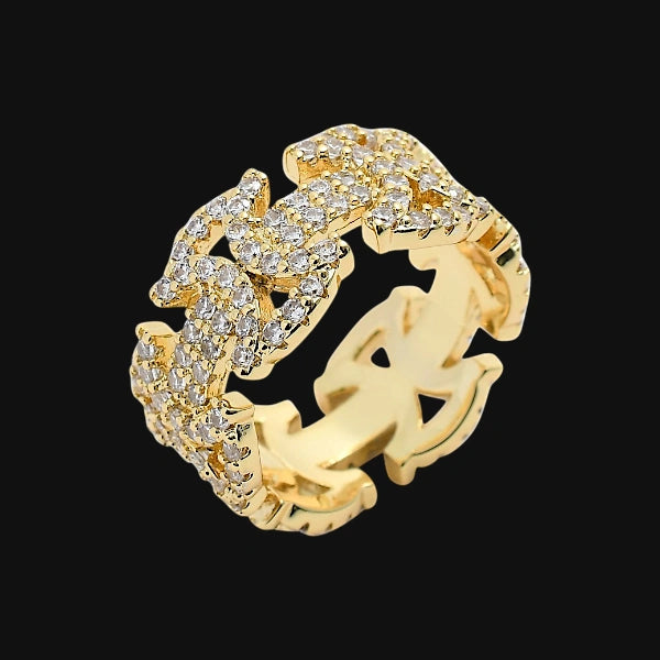 Cuban Link Drip Ring – White Gold Plated