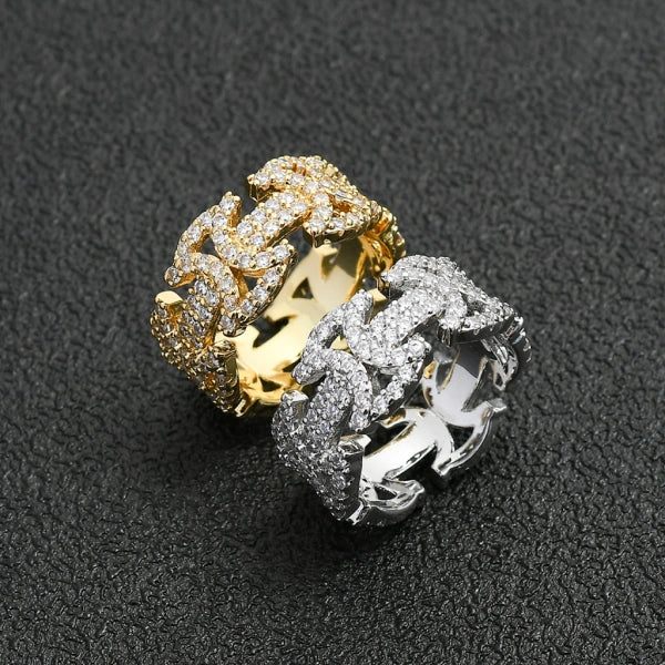 Cuban Link Drip Ring – White Gold Plated