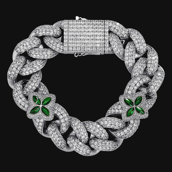 20 mm Lucky Link Cuban – Weißgold plattiert