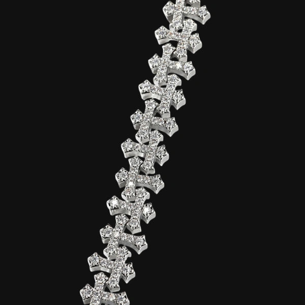 11,5 mm Gothic Cross Link armbånd – hvidguld belagt
