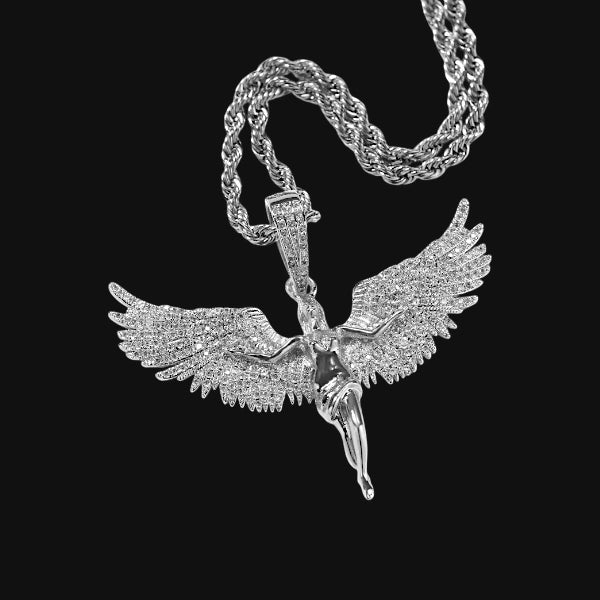 Heavenly Angel Pendan – White Gold Plated