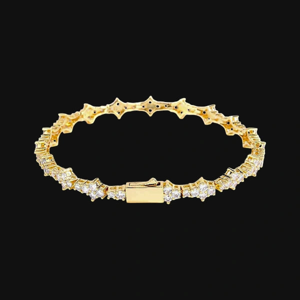 S925 Moissanit 7mm Iced Out Snowflake Tennisarmbånd – Hvidforgyldt