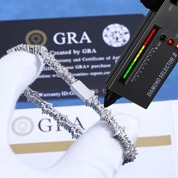 S925 Moissanit 7mm Iced Out Snowflake Tennisarmbånd – Hvidforgyldt