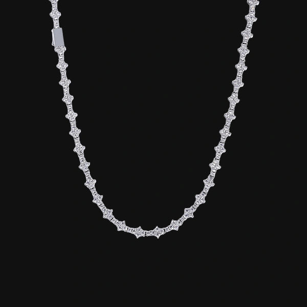 S925 Moissanite 3mm Iced Out Snowflake Tennis Chain – White Gold Plated