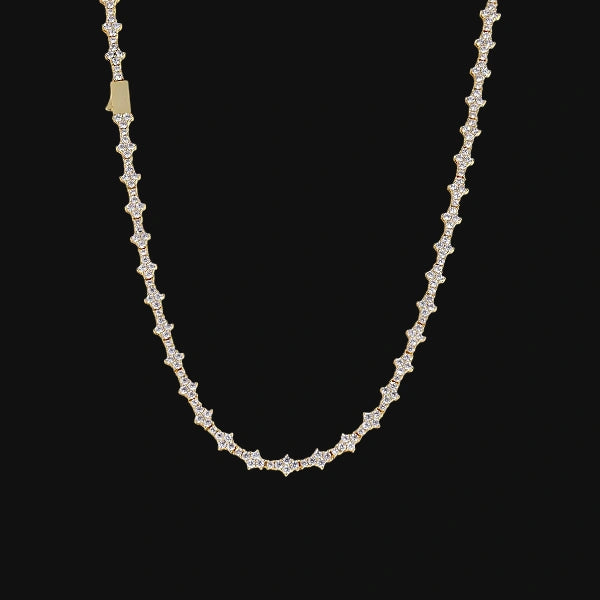 S925 Moissanite 3mm Iced Out Snowflake Tennis Chain – White Gold Plated