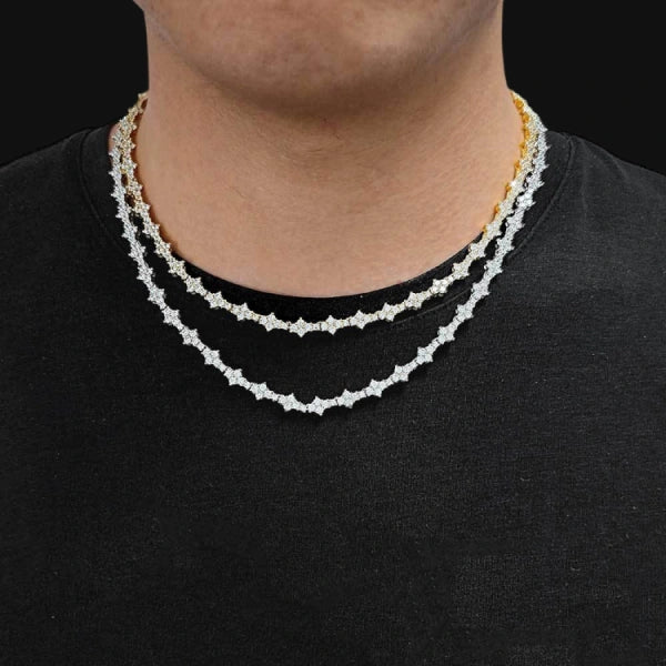 S925 Moissanite 3mm Iced Out Snowflake Tennis Chain – White Gold Plated