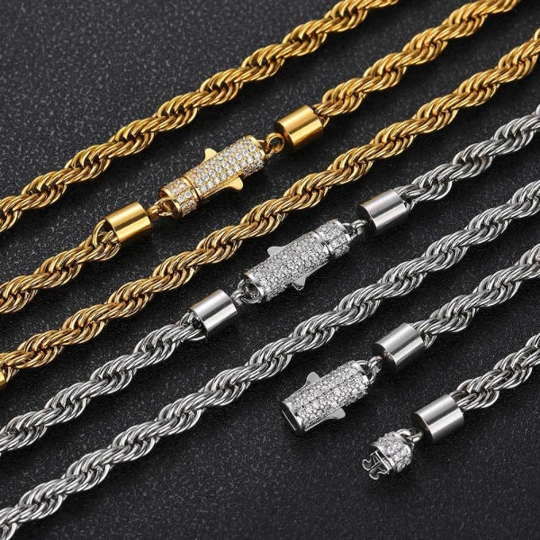 6 mm Kordelkette – Weißgold plattiert