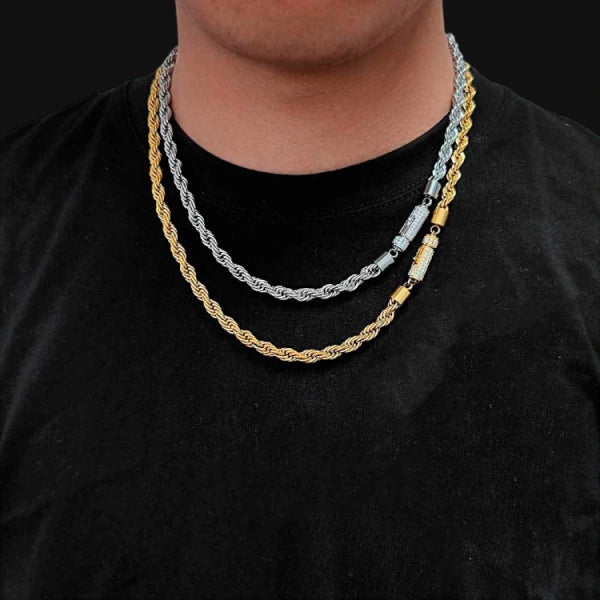 6 mm Kordelkette – Weißgold plattiert