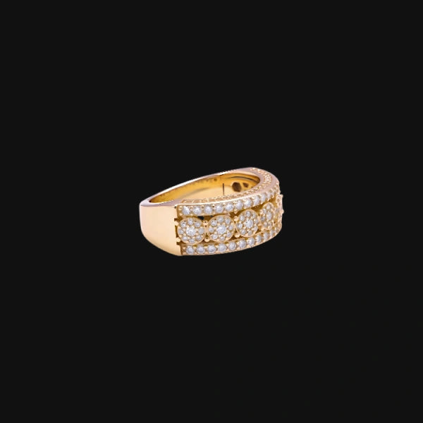 S925 Moissanit Triple Band Firkantet Ring - Hvidforgyldt