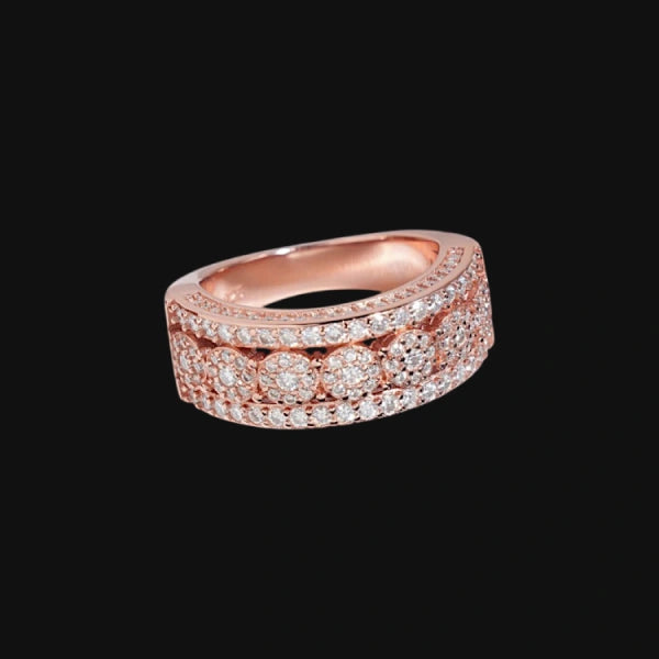 S925 Moissanit Triple Band Firkantet Ring - Hvidforgyldt