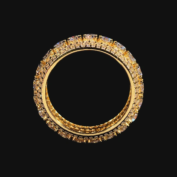S925 Moissanit Triple Row Ice Ring – Hvidforgyldt
