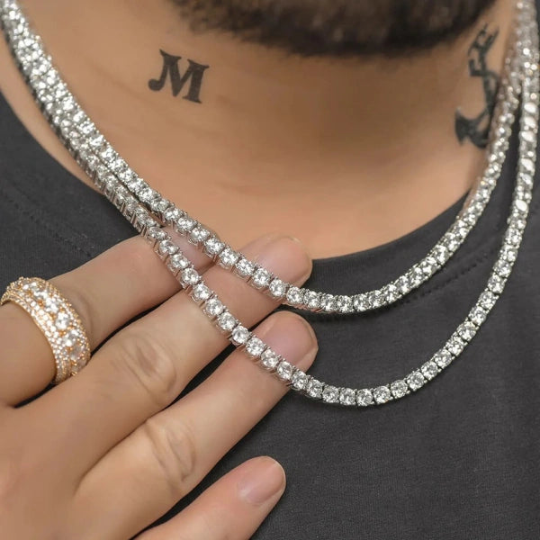 5mm Classic Tennis Chain – White Gold Plated