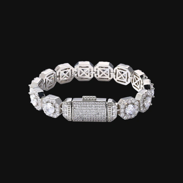 10mm Classic Cluster Bracelet – White Gold Plated