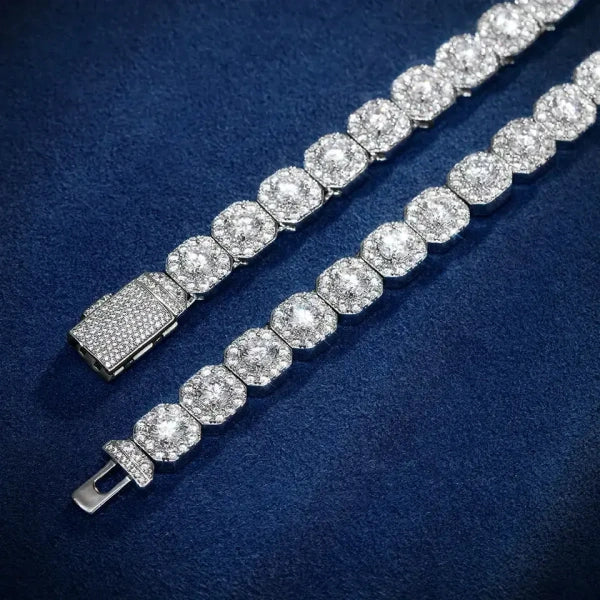 10mm Classic Cluster Bracelet – White Gold Plated