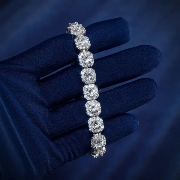 10mm Classic Cluster Bracelet – White Gold Plated