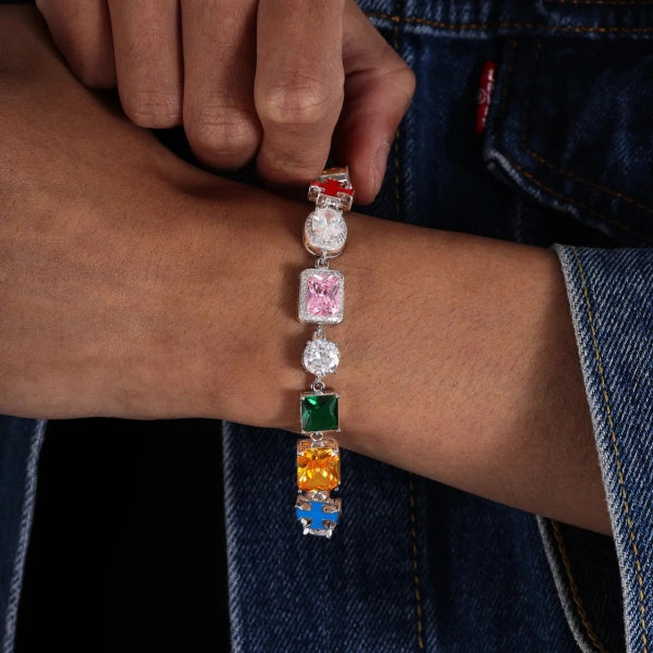 9mm Gem Clash Bracelet – White Gold Plated