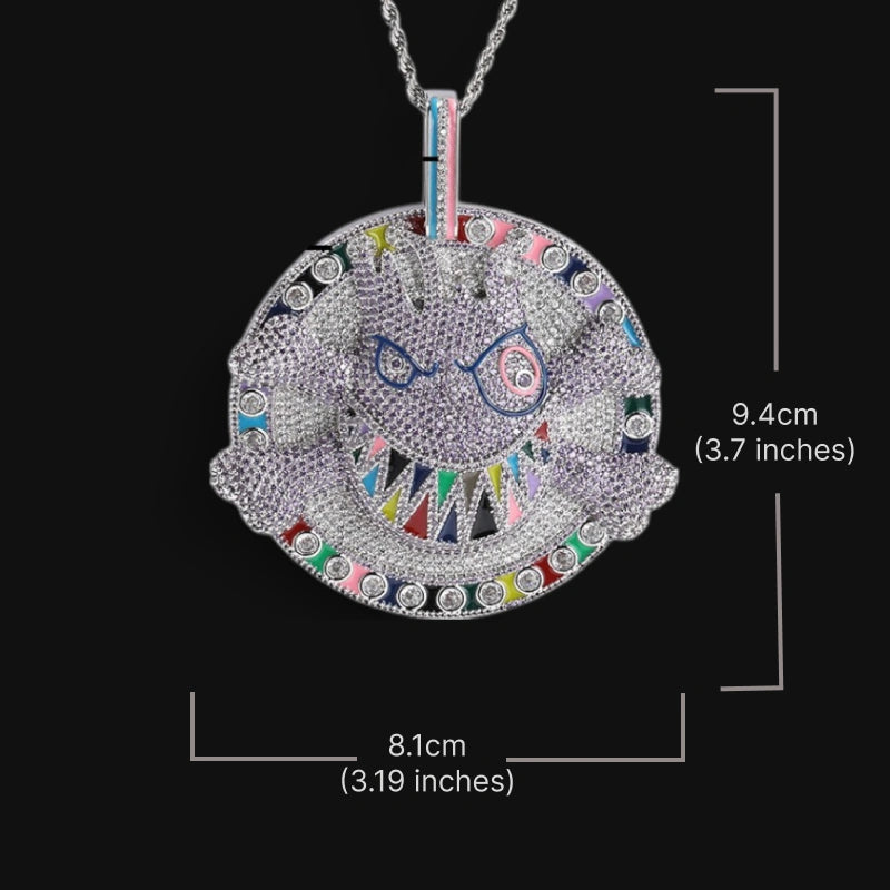 XXL Ghostly Cartoon Flame Pendant - White Gold Plated