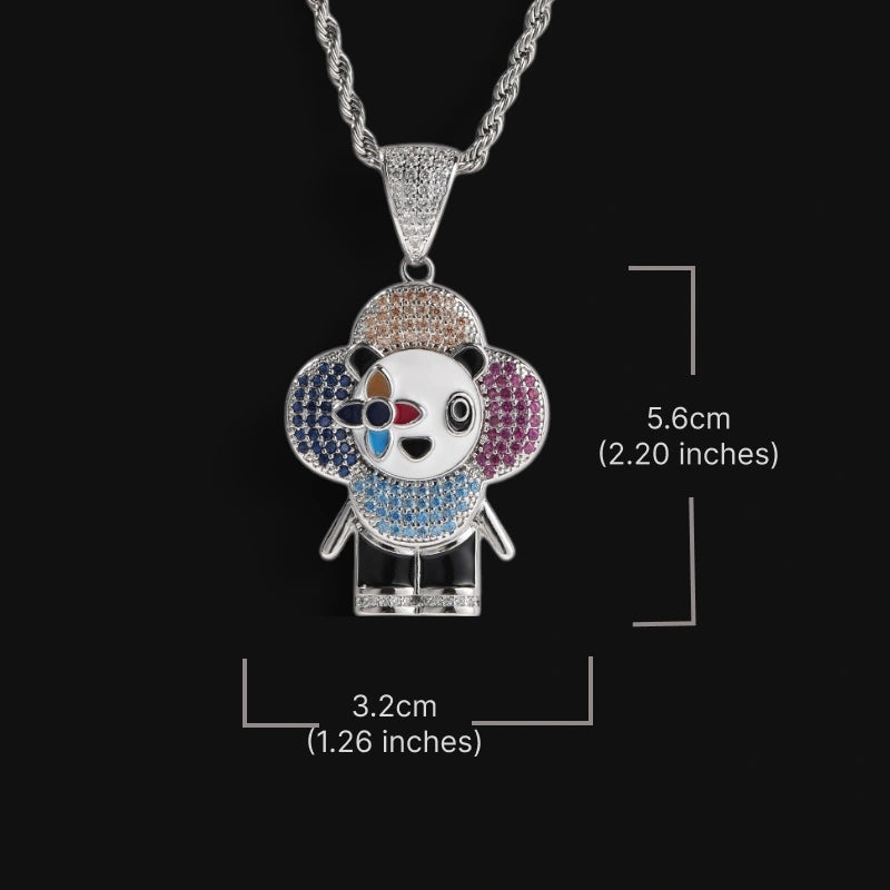 Crystal Panda Charm Pendant - White Gold Plated