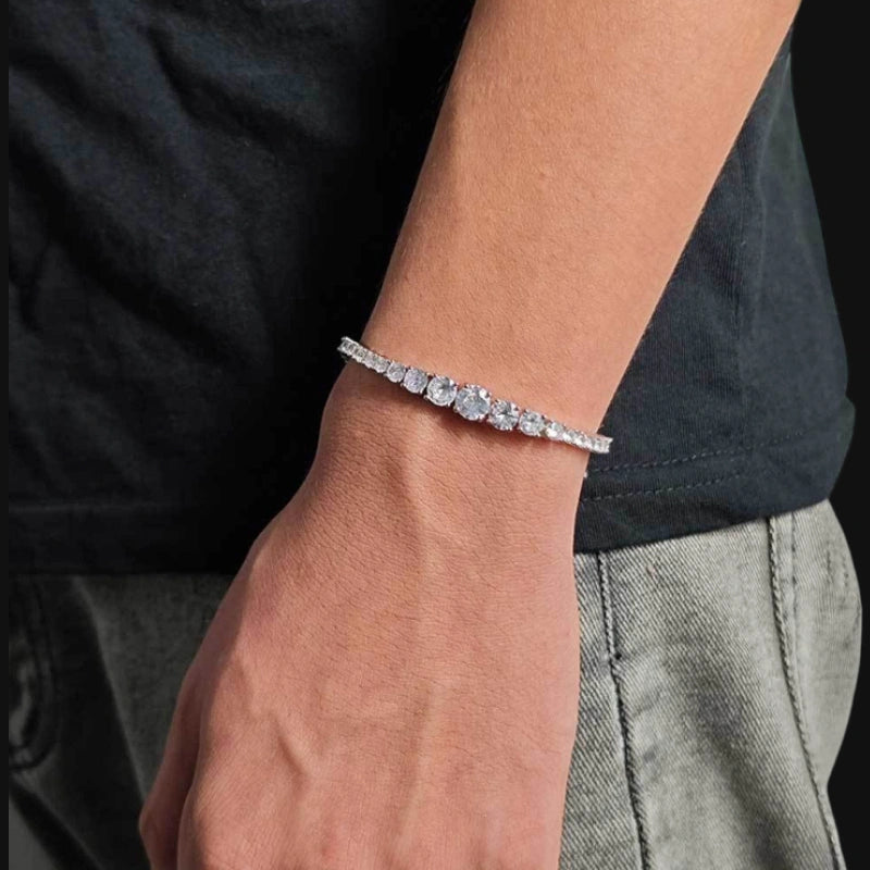 Royal Drip Tennis Bracelet – Mixed Cut CZ, White Gold Plated