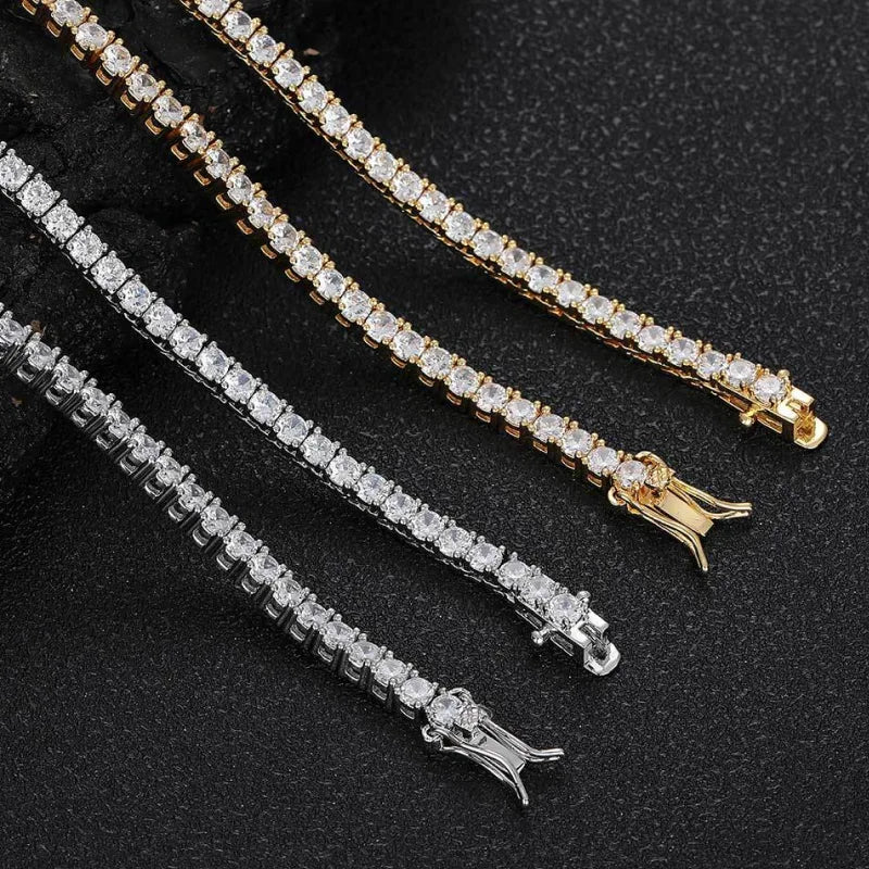 Royal Drip Tennis Bracelet – Mixed Cut CZ, White Gold Plated