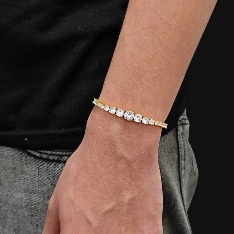 Royal Drip Tennis Bracelet – Mixed Cut CZ, White Gold Plated