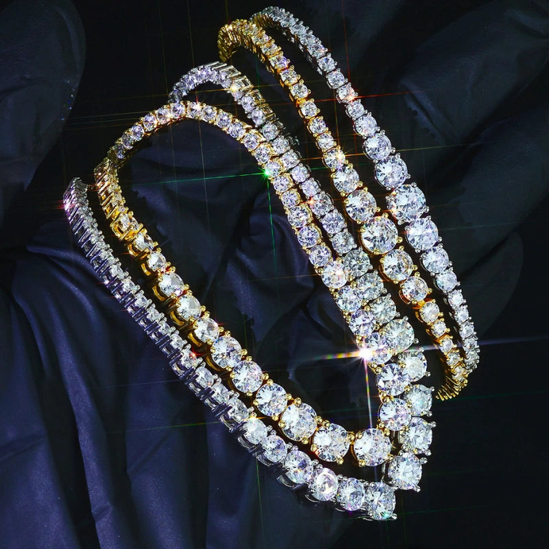 Royal Drip Tennis Bracelet – Mixed Cut CZ, White Gold Plated