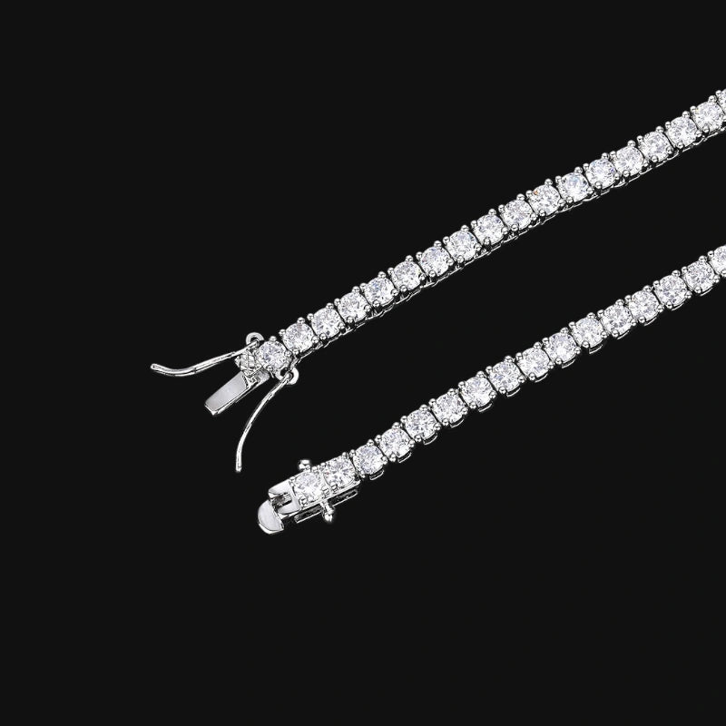 Royal Drip Tennis Bracelet – Mixed Cut CZ, White Gold Plated