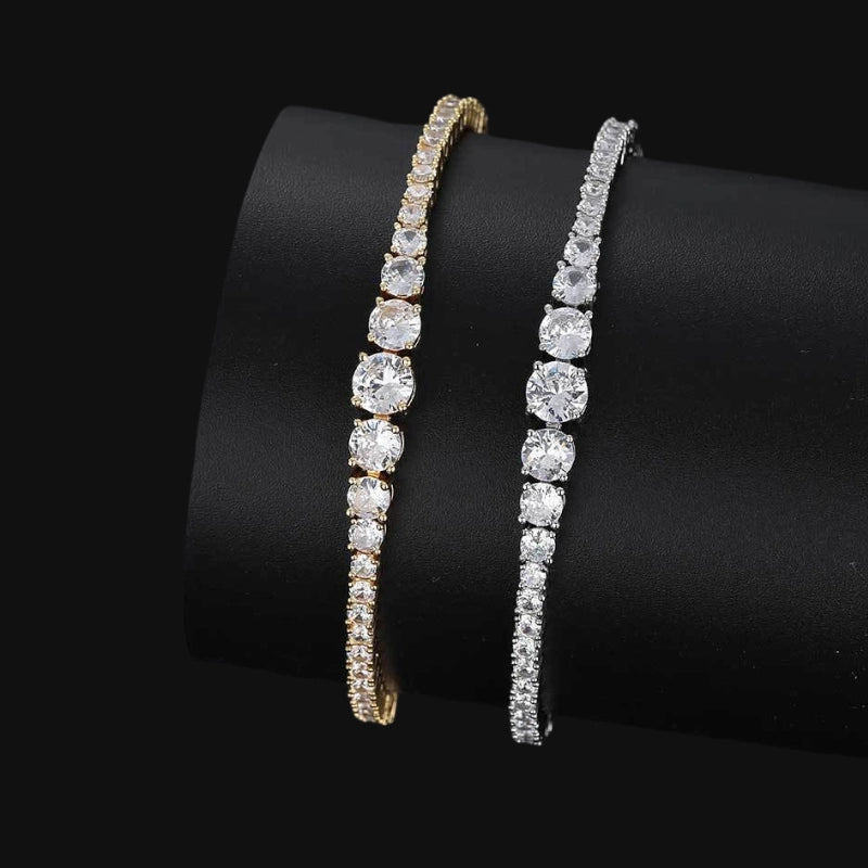 Royal Drip Tennis Bracelet – Mixed Cut CZ, White Gold Plated