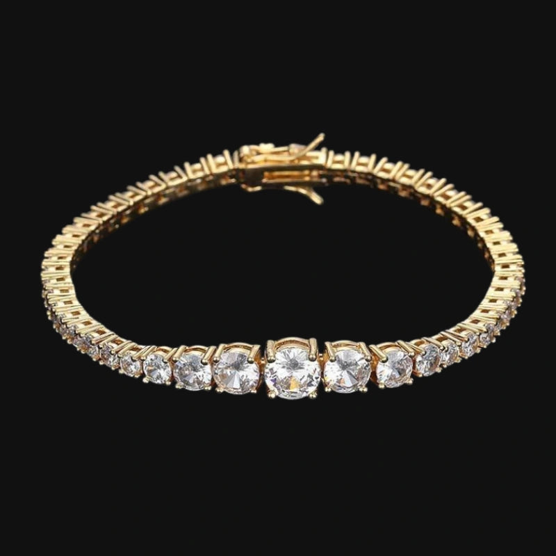 Royal Drip Tennis Bracelet – Mixed Cut CZ, White Gold Plated