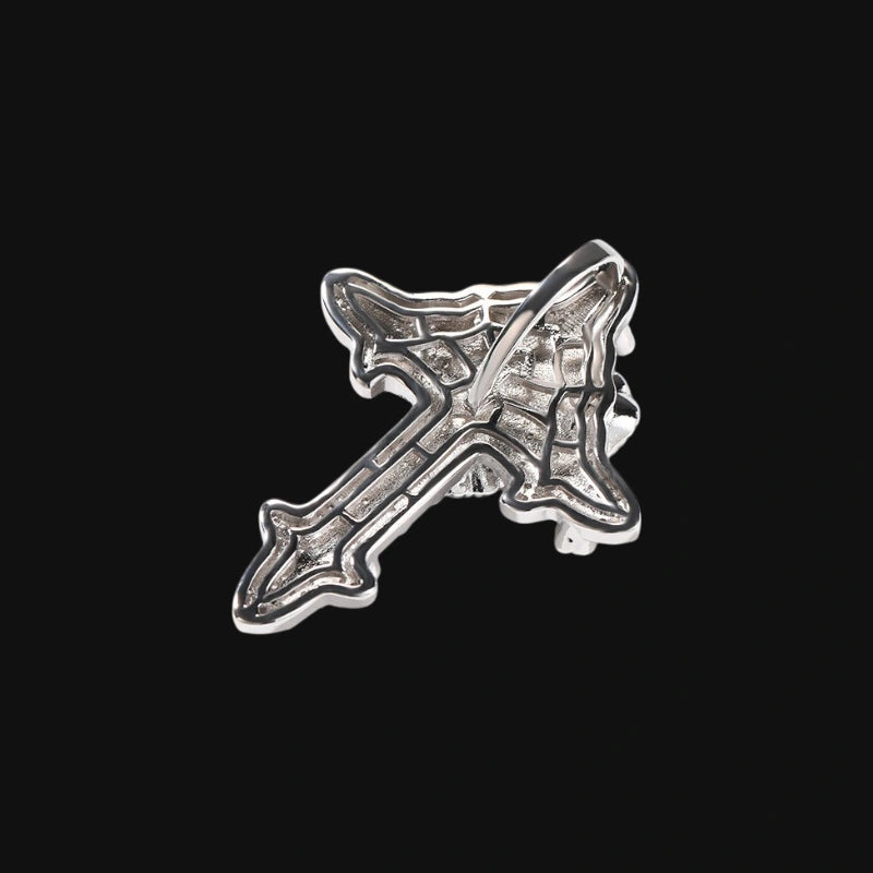 Gothic Rose Iced Cross - Hvidguld belagt