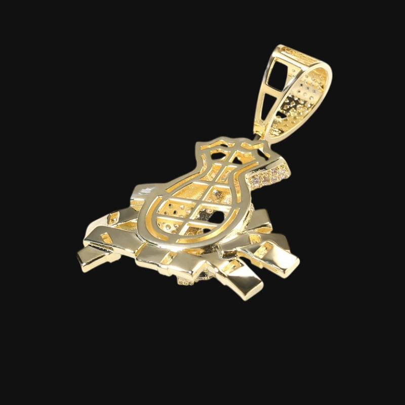 Cash Bag Drip – White Gold Plated