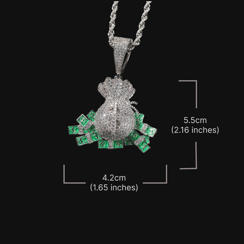 Cash Bag Drip – White Gold Plated