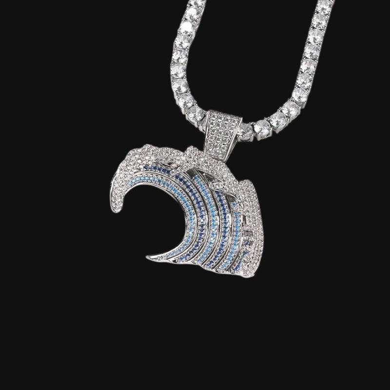 Iced Out Ocean Wave Pendant