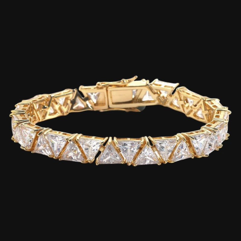 Bracelet de tennis en forme de pyramide glacée de 9 mm-Plaqué or blanc