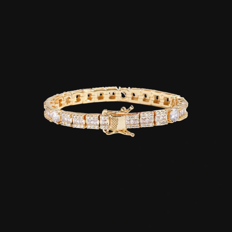 6mm Baguette-Cut Tennis Bracelet - White Gold Plated