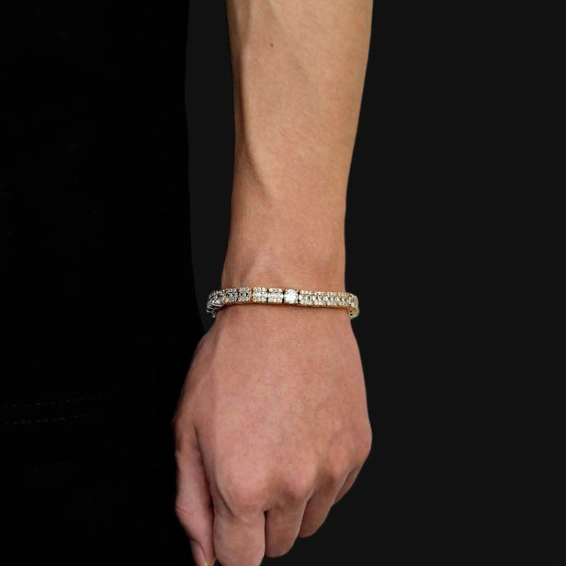 6mm Baguette-Cut Tennis Bracelet - White Gold Plated
