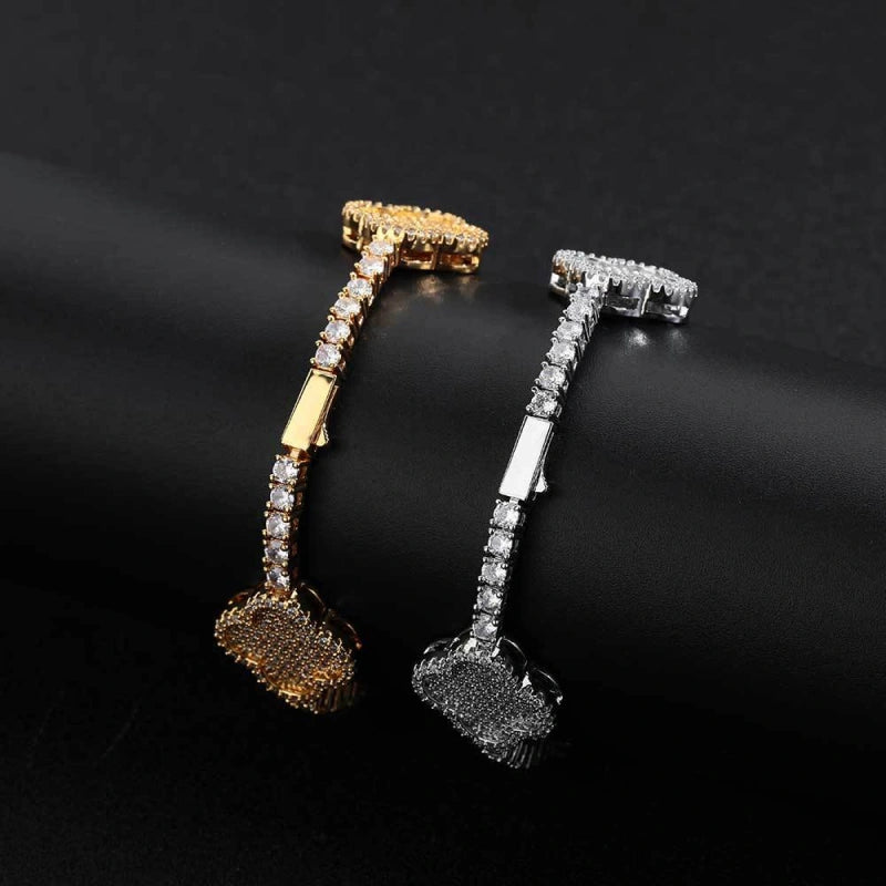 4-Blatt-Kleeblatt-Tropfenarmband - Weiß & Gold