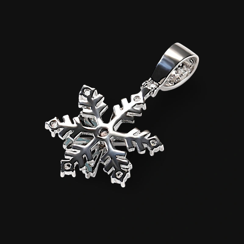 Iced Out Glow-in-the-Dark Spinning Snowflake Pendant - Hvidguldbelagt