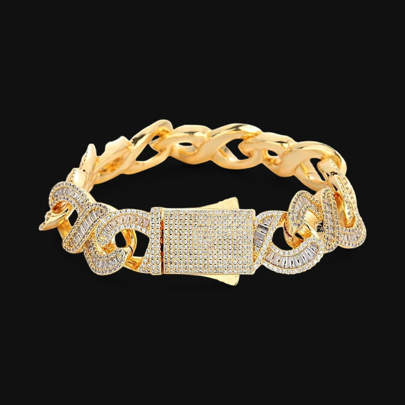 12 mm Iced Out Infinity Link cubansk armbånd – hvidguldbelagt
