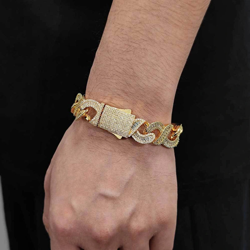 12 mm Iced Out Infinity Link cubansk armbånd – hvidguldbelagt