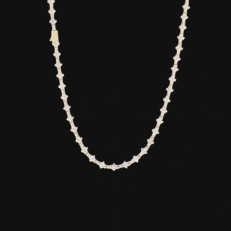 6.5mm Iced Out Cluster Tennis Chain – White Gold Plated