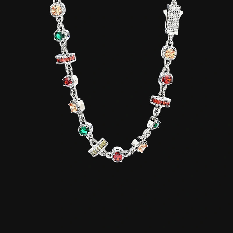 6mm Iced Out Royal Gem Chain – White Gold Plated