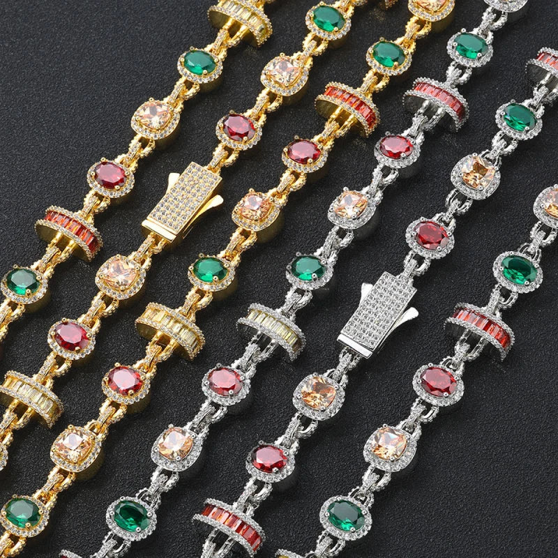 6mm Iced Out Royal Gem Chain – White Gold Plated