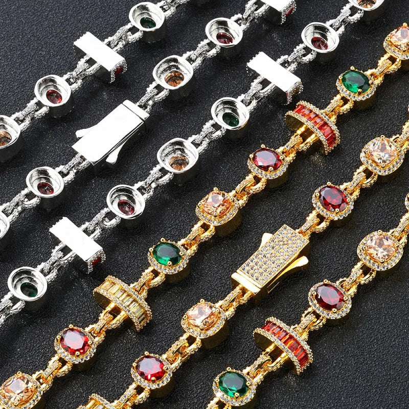 6mm Iced Out Royal Gem Chain – White Gold Plated